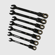 Load image into Gallery viewer, Fujiya CWL-7S-BG Flex Ratchet Combination Wrench Set — 7-piece (Black & Gold)